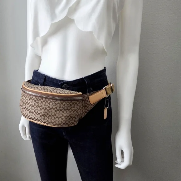 Coach Y2K Logo Fanny Pack Belt Bag, Neutral Tan Canvas & Leather Babe Vibes - Picture 16 of 16